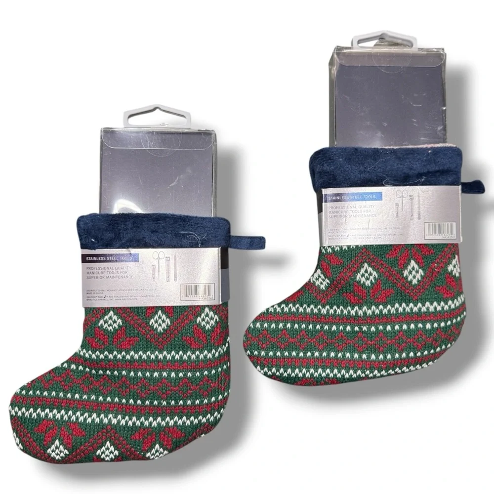 2 Pk NAUTICA Nail Care Grooming‎ Kit for Men – 4 pc Set in a Christmas Stocking